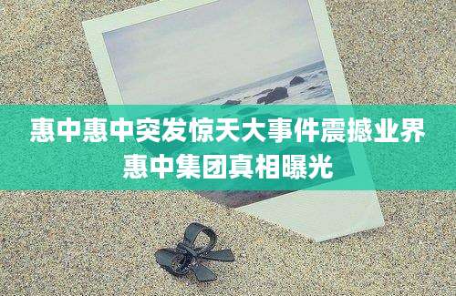 惠中惠中突发惊天大事件震撼业界惠中集团真相曝光