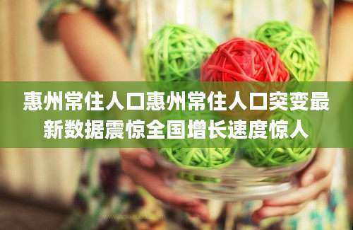 惠州常住人口惠州常住人口突变最新数据震惊全国增长速度惊人