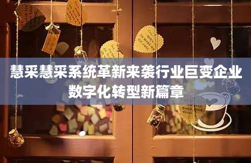 慧采慧采系统革新来袭行业巨变企业数字化转型新篇章