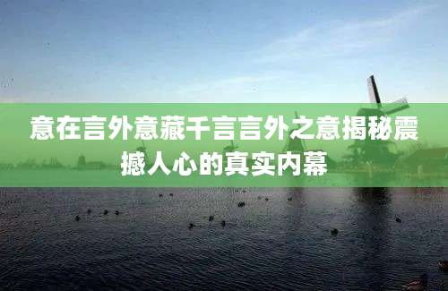 意在言外意藏千言言外之意揭秘震撼人心的真实内幕