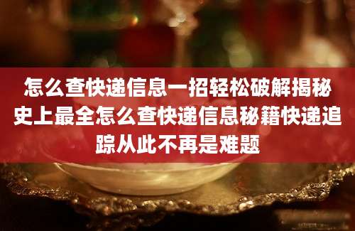 怎么查快递信息一招轻松破解揭秘史上最全怎么查快递信息秘籍快递追踪从此不再是难题