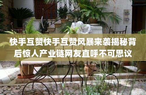 快手互赞快手互赞风暴来袭揭秘背后惊人产业链网友直呼不可思议
