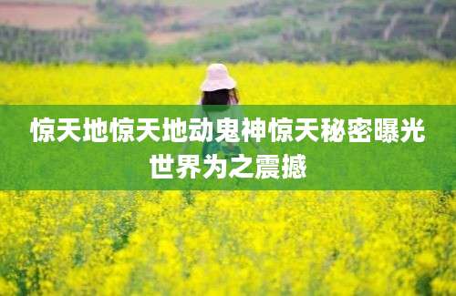 惊天地惊天地动鬼神惊天秘密曝光世界为之震撼