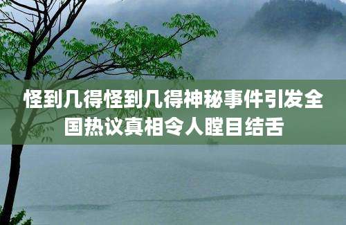 怪到几得怪到几得神秘事件引发全国热议真相令人瞠目结舌