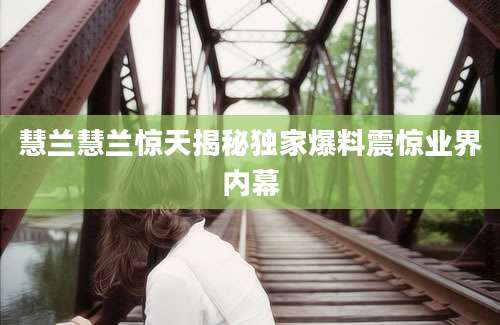 慧兰慧兰惊天揭秘独家爆料震惊业界内幕