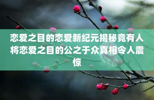 恋爱之目的恋爱新纪元揭秘竟有人将恋爱之目的公之于众真相令人震惊