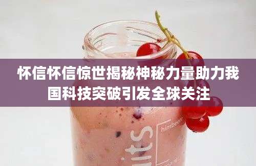 怀信怀信惊世揭秘神秘力量助力我国科技突破引发全球关注