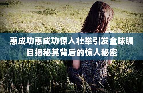 惠成功惠成功惊人壮举引发全球瞩目揭秘其背后的惊人秘密