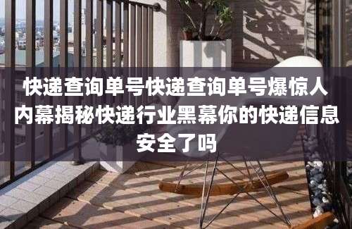 快递查询单号快递查询单号爆惊人内幕揭秘快递行业黑幕你的快递信息安全了吗
