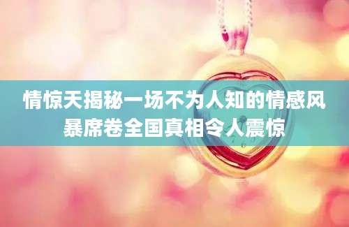 情惊天揭秘一场不为人知的情感风暴席卷全国真相令人震惊