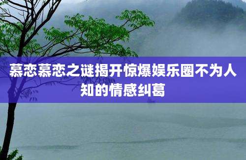 慕恋慕恋之谜揭开惊爆娱乐圈不为人知的情感纠葛