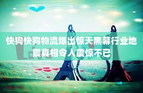 快狗快狗物流爆出惊天黑幕行业地震真相令人震惊不已