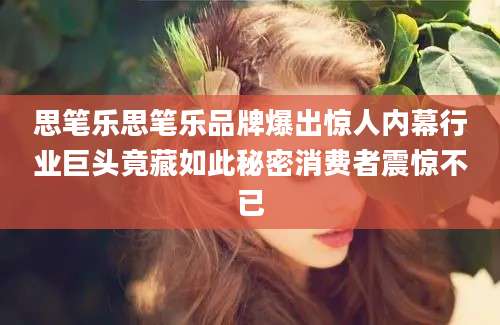 思笔乐思笔乐品牌爆出惊人内幕行业巨头竟藏如此秘密消费者震惊不已