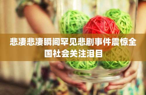 悲凄悲凄瞬间罕见悲剧事件震惊全国社会关注泪目