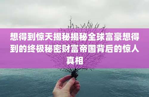 想得到惊天揭秘揭秘全球富豪想得到的终极秘密财富帝国背后的惊人真相