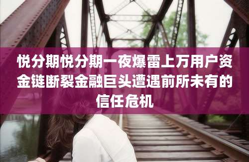 悦分期悦分期一夜爆雷上万用户资金链断裂金融巨头遭遇前所未有的信任危机