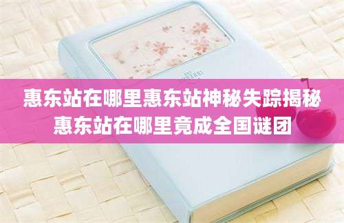 惠东站在哪里惠东站神秘失踪揭秘惠东站在哪里竟成全国谜团