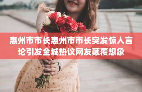 惠州市市长惠州市市长突发惊人言论引发全城热议网友颠覆想象
