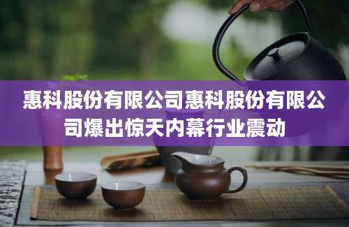惠科股份有限公司惠科股份有限公司爆出惊天内幕行业震动