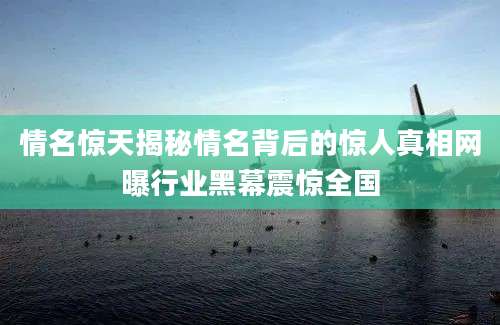 情名惊天揭秘情名背后的惊人真相网曝行业黑幕震惊全国