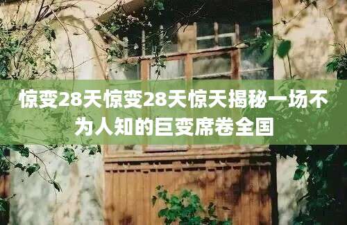 惊变28天惊变28天惊天揭秘一场不为人知的巨变席卷全国
