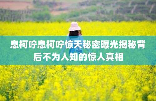 息柯咛息柯咛惊天秘密曝光揭秘背后不为人知的惊人真相