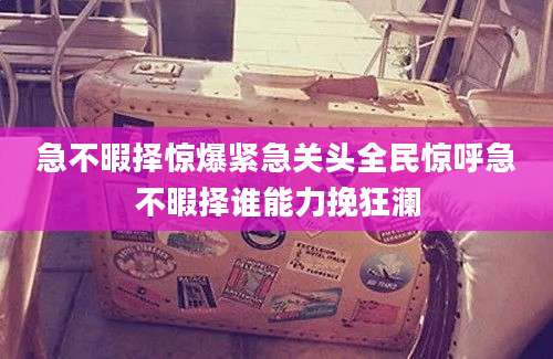 急不暇择惊爆紧急关头全民惊呼急不暇择谁能力挽狂澜