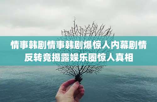 情事韩剧情事韩剧爆惊人内幕剧情反转竟揭露娱乐圈惊人真相