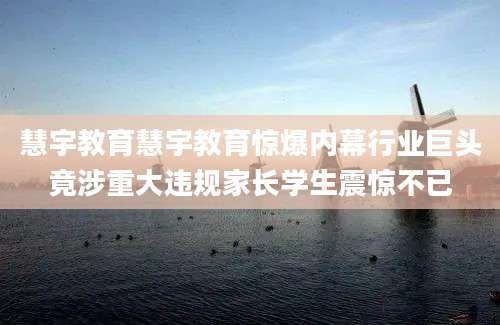 慧宇教育慧宇教育惊爆内幕行业巨头竟涉重大违规家长学生震惊不已