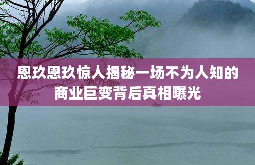 恩玖恩玖惊人揭秘一场不为人知的商业巨变背后真相曝光
