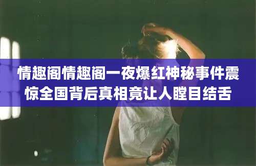 情趣阁情趣阁一夜爆红神秘事件震惊全国背后真相竟让人瞠目结舌