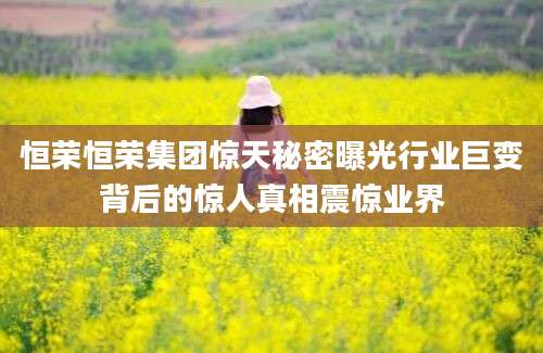 恒荣恒荣集团惊天秘密曝光行业巨变背后的惊人真相震惊业界