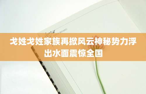 戈姓戈姓家族再掀风云神秘势力浮出水面震惊全国