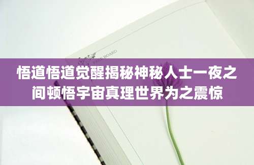 悟道悟道觉醒揭秘神秘人士一夜之间顿悟宇宙真理世界为之震惊
