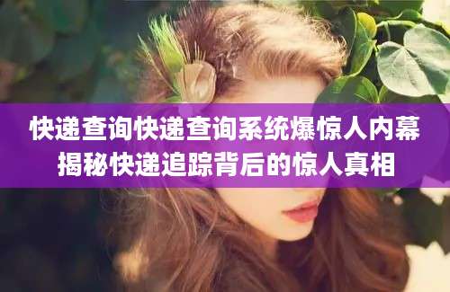 快递查询快递查询系统爆惊人内幕揭秘快递追踪背后的惊人真相