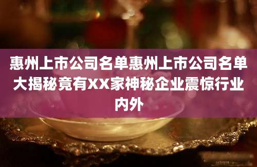 惠州上市公司名单惠州上市公司名单大揭秘竟有XX家神秘企业震惊行业内外