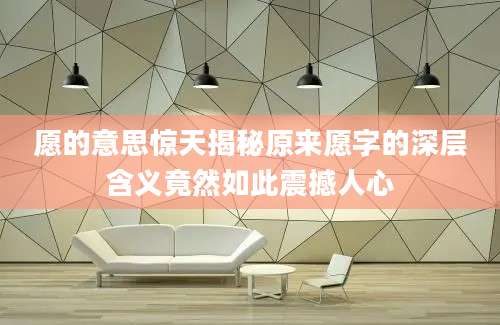 愿的意思惊天揭秘原来愿字的深层含义竟然如此震撼人心