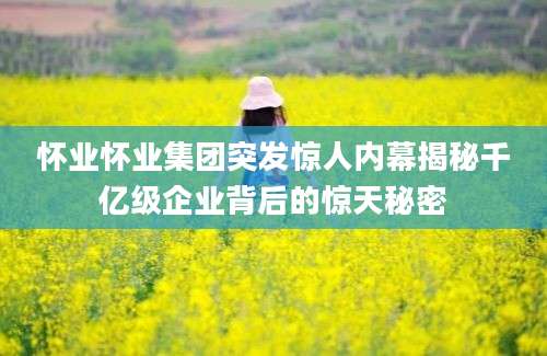 怀业怀业集团突发惊人内幕揭秘千亿级企业背后的惊天秘密