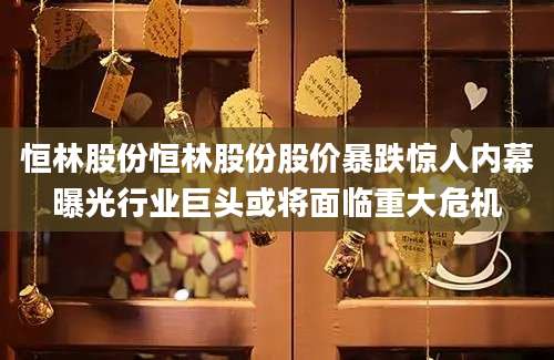 恒林股份恒林股份股价暴跌惊人内幕曝光行业巨头或将面临重大危机