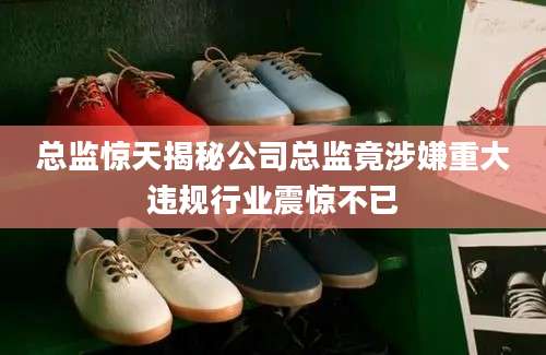 总监惊天揭秘公司总监竟涉嫌重大违规行业震惊不已