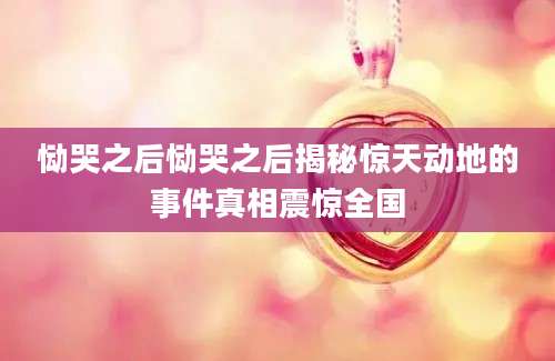 恸哭之后恸哭之后揭秘惊天动地的事件真相震惊全国