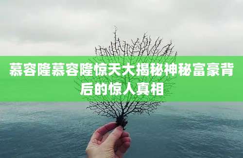 慕容隆慕容隆惊天大揭秘神秘富豪背后的惊人真相