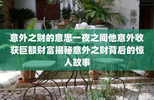 意外之财的意思一夜之间他意外收获巨额财富揭秘意外之财背后的惊人故事