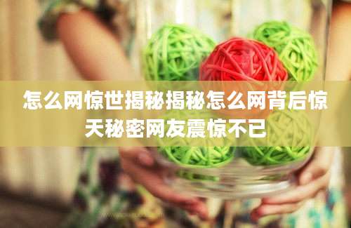 怎么网惊世揭秘揭秘怎么网背后惊天秘密网友震惊不已