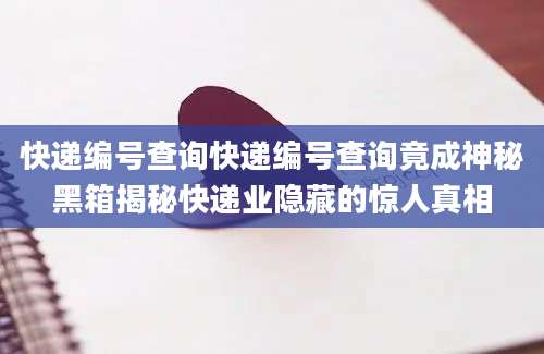 快递编号查询快递编号查询竟成神秘黑箱揭秘快递业隐藏的惊人真相