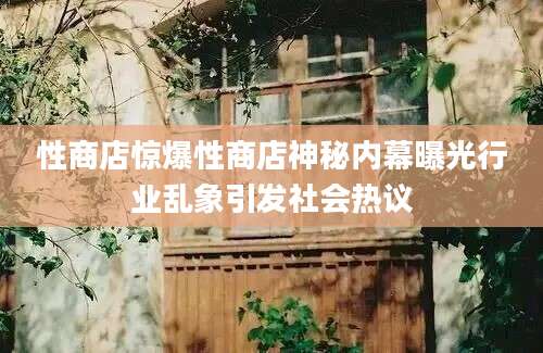 性商店惊爆性商店神秘内幕曝光行业乱象引发社会热议