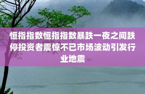恒指指数恒指指数暴跌一夜之间跌停投资者震惊不已市场波动引发行业地震