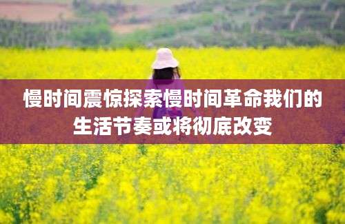 慢时间震惊探索慢时间革命我们的生活节奏或将彻底改变