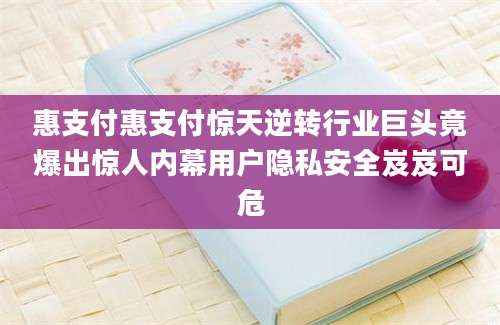 惠支付惠支付惊天逆转行业巨头竟爆出惊人内幕用户隐私安全岌岌可危