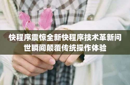 快程序震惊全新快程序技术革新问世瞬间颠覆传统操作体验